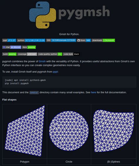 Returns a surface mesh from CAD model in Open Cascade Breap (. . Pygmsh example